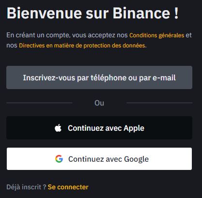 inscription binance